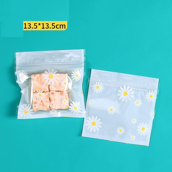 Túi zip hoa cúc trắng (50c) 13x13 cm