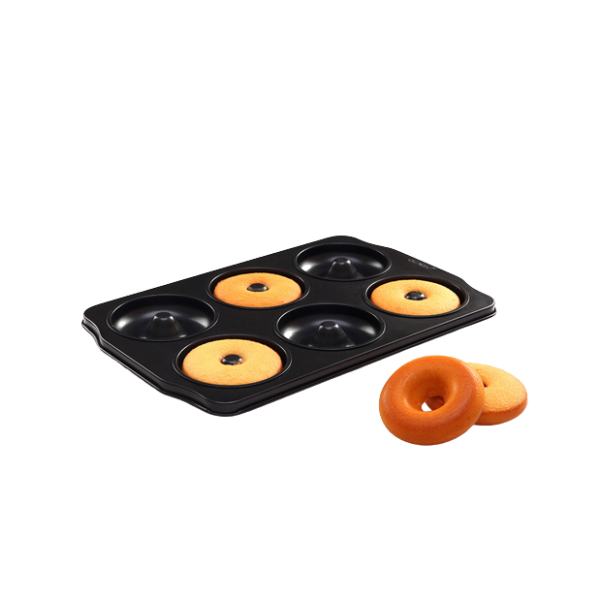 Khuôn bánh 6 hình donut tròn màu đen WK9038