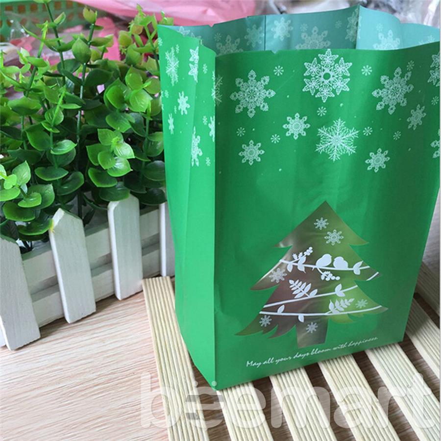 Túi đựng bánh cookies 9.5x20x6.7cm cây thông xanh (10 chiếc)