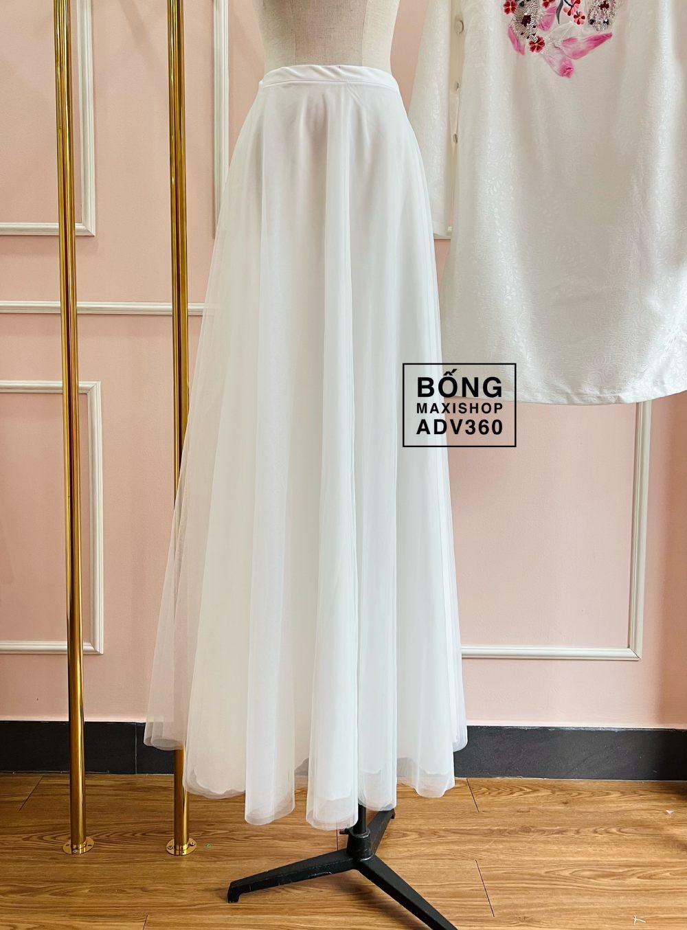 Chân váy áo dài cô dâu lưới 4 lớp trắng T05VAQ