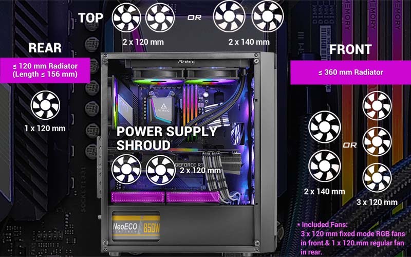 Case máy tính Antec NX290 ( đã bao gồm 3 fan led ) 3 nx290 5