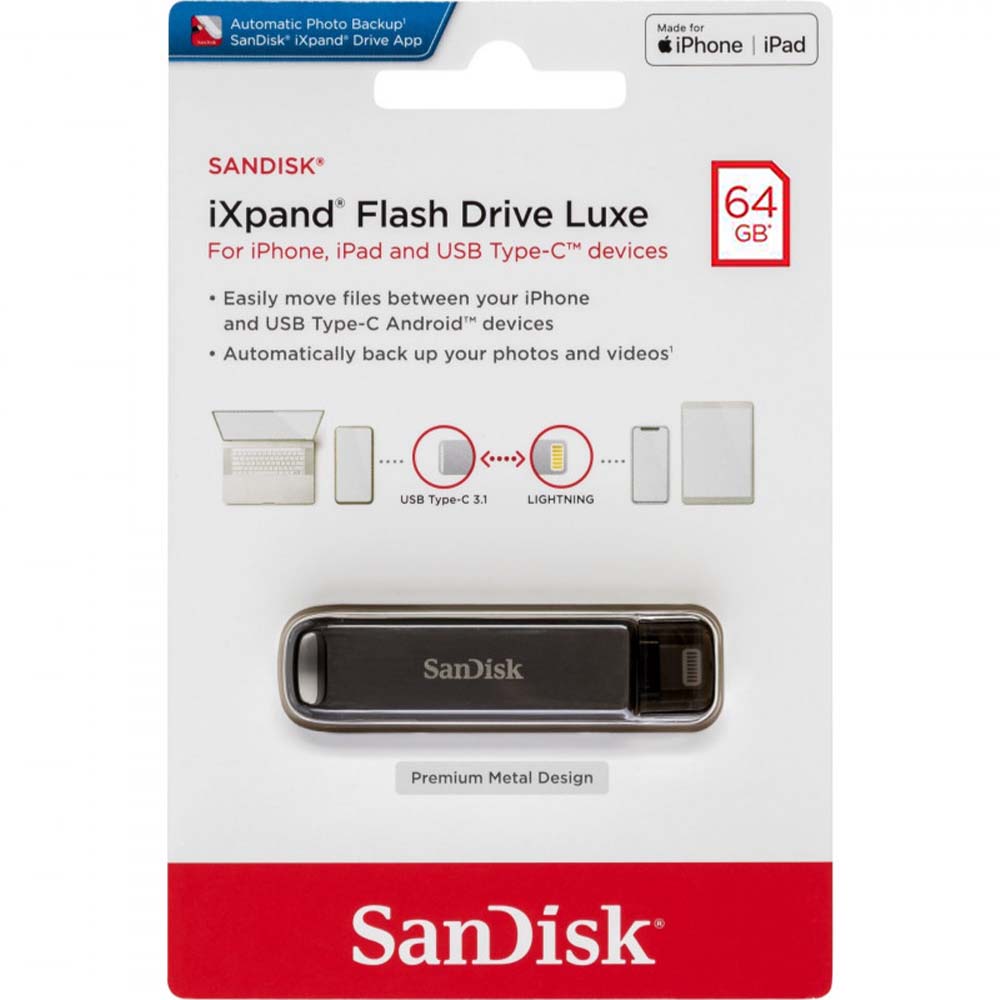USB Sandisk iXpand Flash Drive Luxe OTG for Iphone Ipad and USB Type-C ...