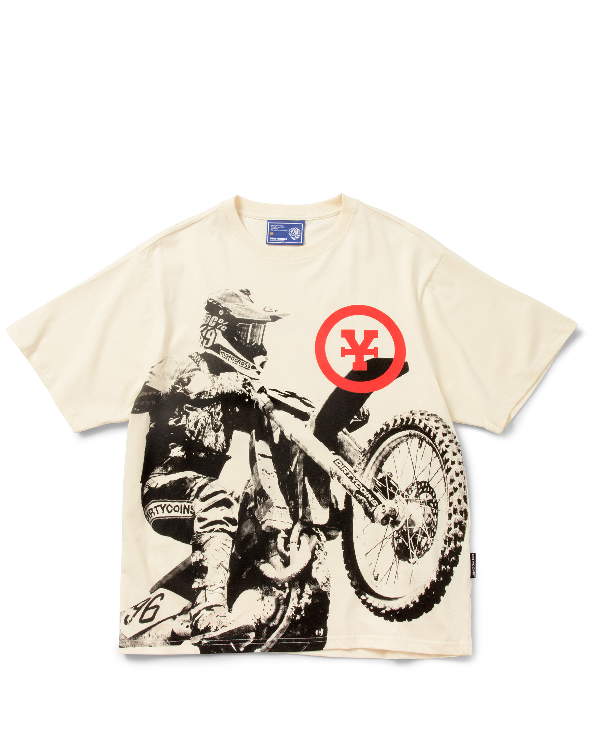 DirtyCoins Motocross Print T-shirt - Cream