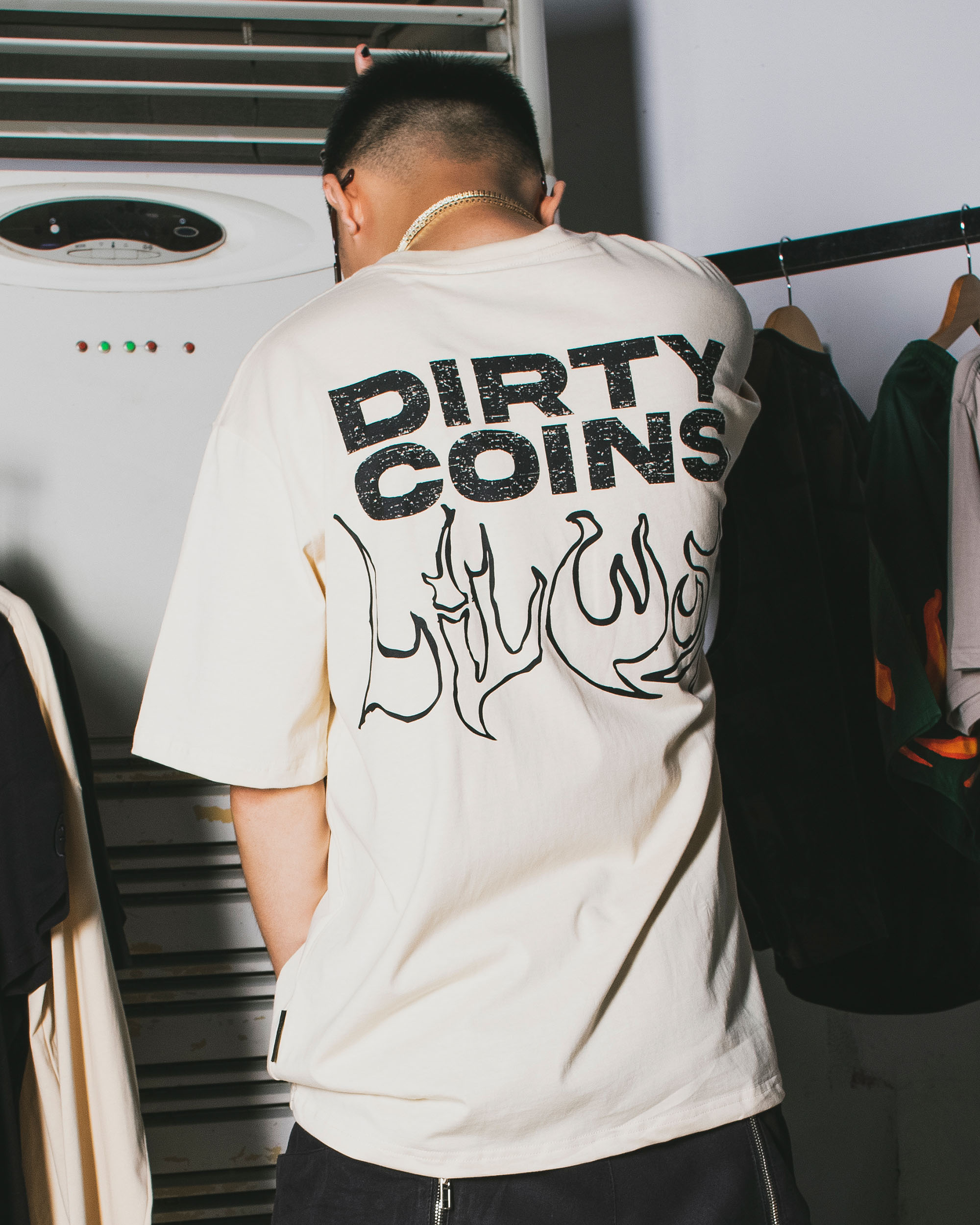 DirtyCoins x LilWuyn Fire Head T-Shirt - Cream White