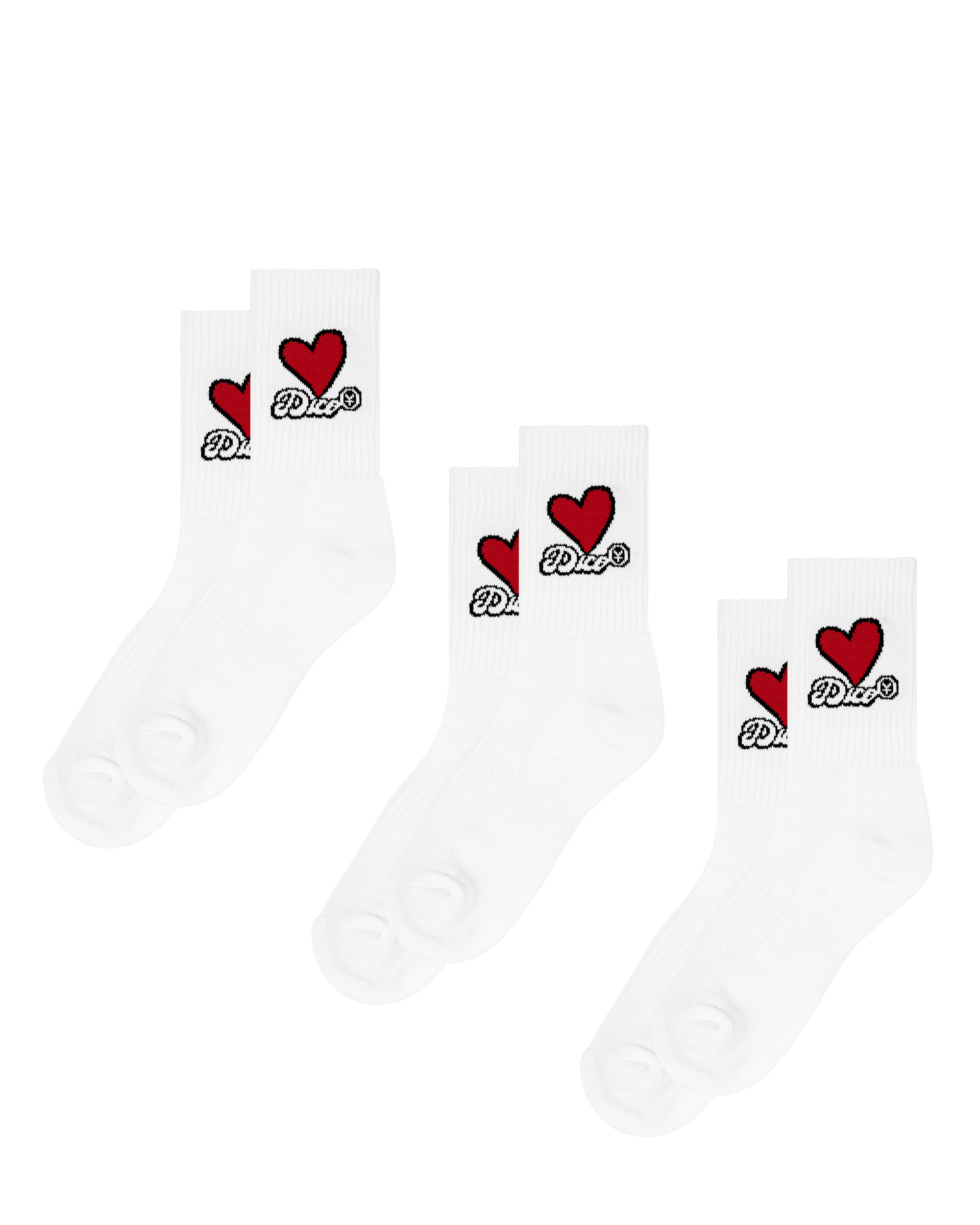Dico Love Socks - Red/White - Pack of 3