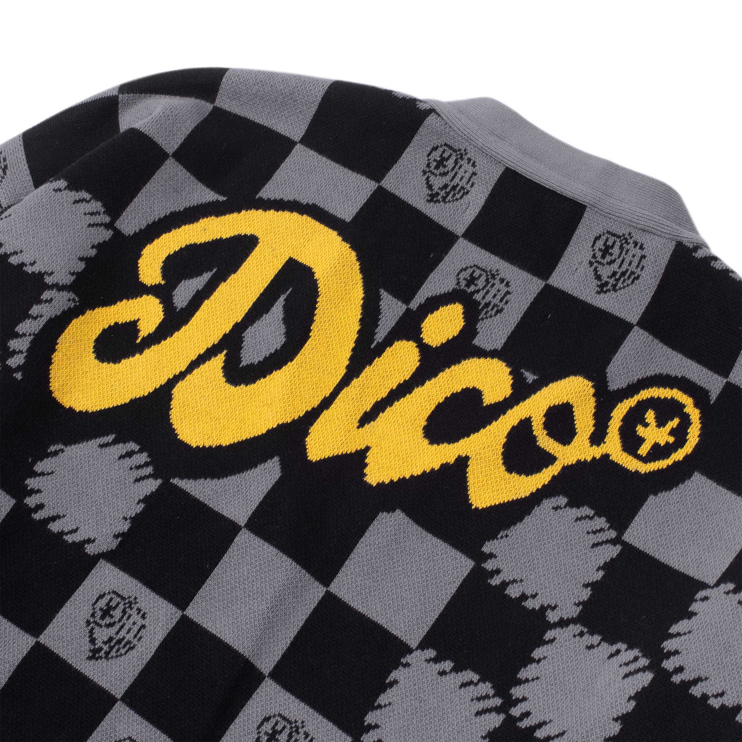 Dico Checkerboard Knit Cardigan - Grey