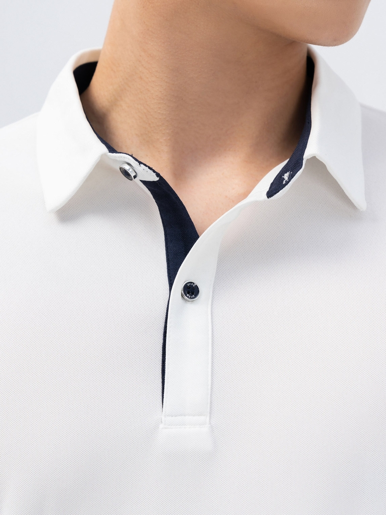 Áo Polo Nam Vải Vỏ Hàu Cổ Đức - Trắng