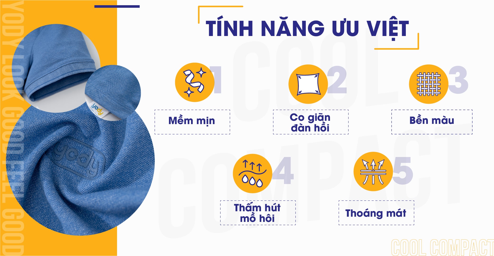 Chất liệu áo polo Cool Compact