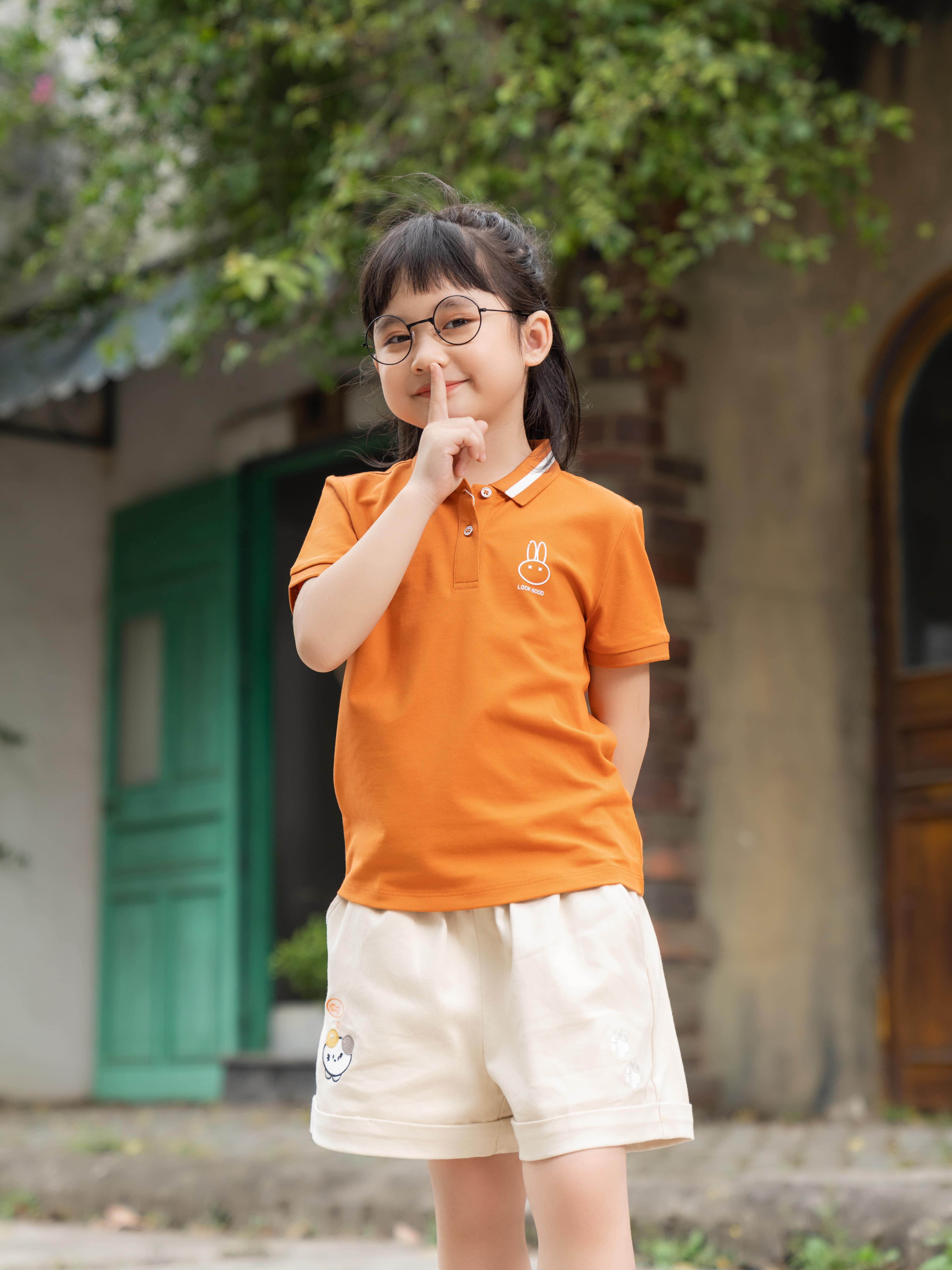 Áo Polo Trẻ Em Pique Mắt Chim In Hình Thỏ