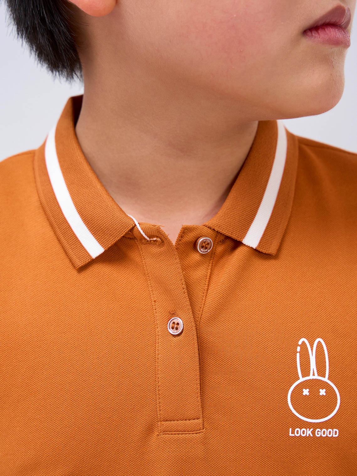 Áo Polo Trẻ Em Pique Mắt Chim In Hình Thỏ