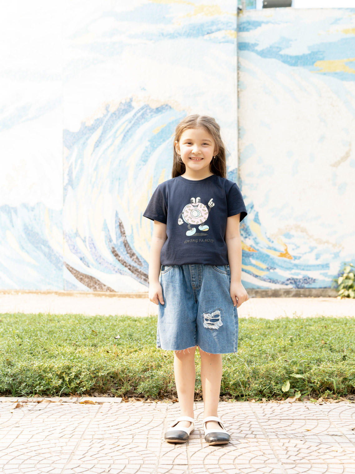 Quần Short Jean Trẻ Em Lưng Thun Cào Rách