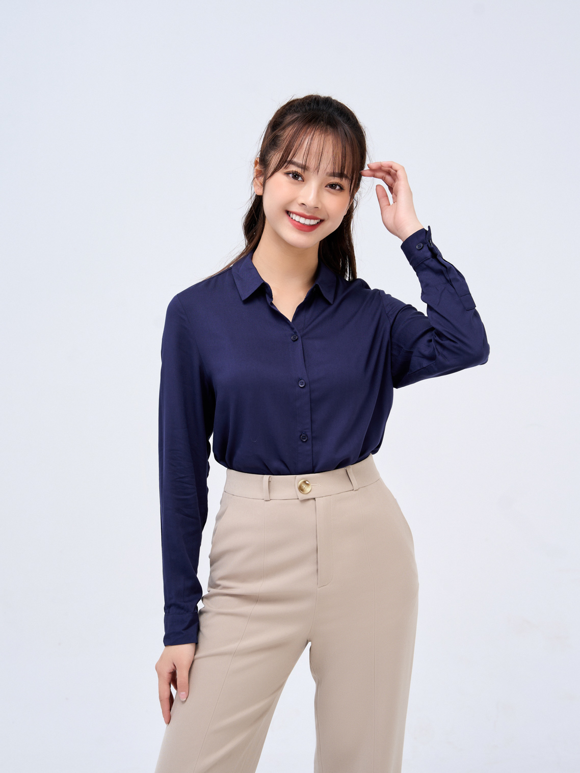 Áo Sơ Mi Nữ Tay Dài Visco Thoáng Mát