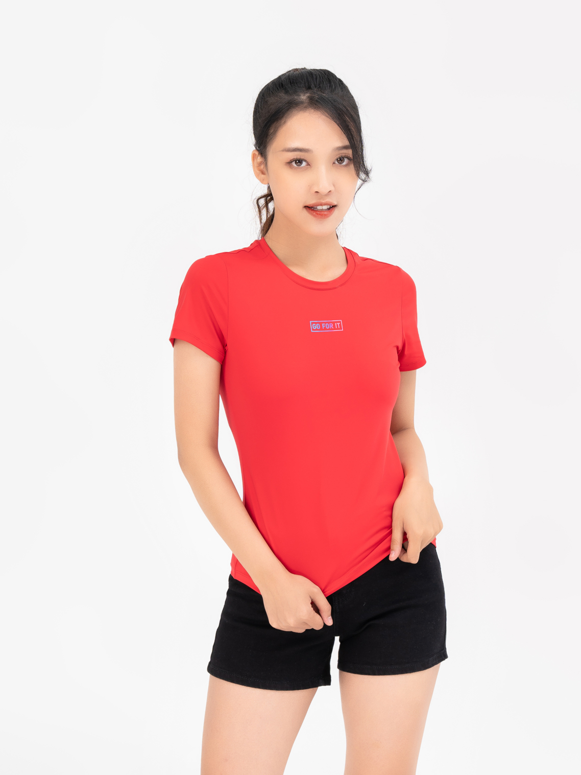 Áo T-Shirt Nữ In Ngực Thể Thao Mềm Mịn Thông Thoáng - Đỏ