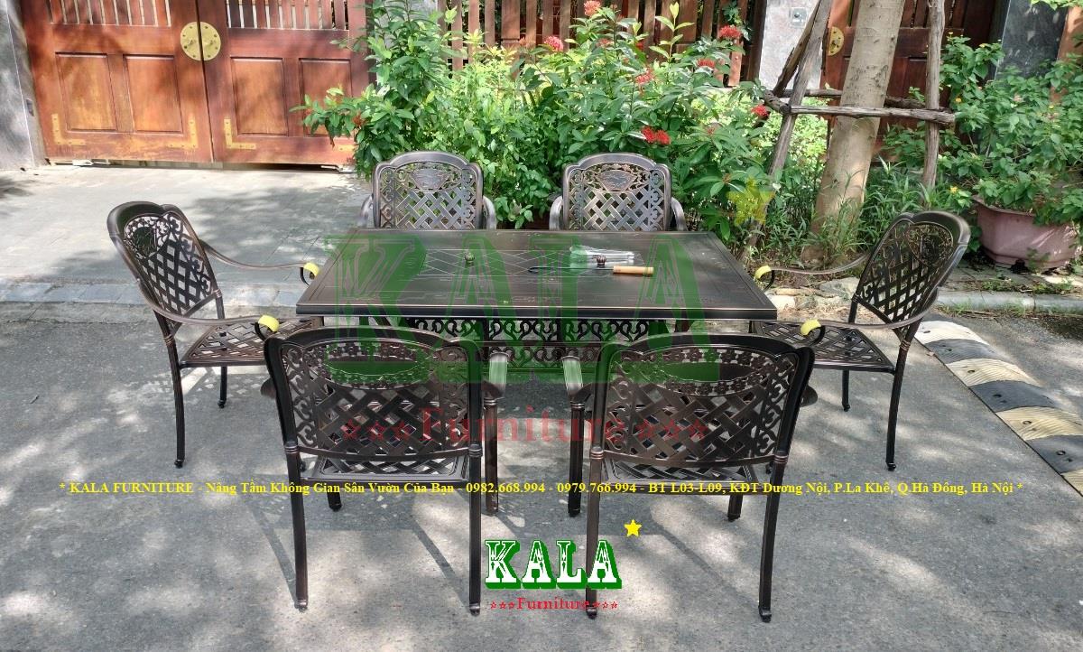 Bộ bàn ghế nhôm đúc sân vườn kèm bếp nướng BGND-BBQ9015QT