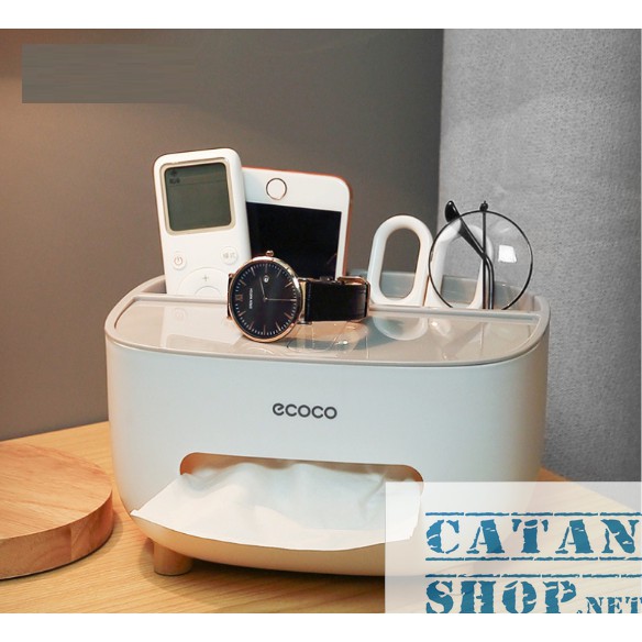 (Mẫu Mới) Hộp đựng khăn giấy, remote, điện thoại để bàn cao cấp, Kệ để đồ dùng đa năng Ecoco- GD465-HopKG-Ecoco