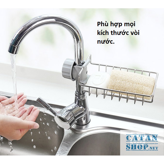 Rổ treo vòi nước rửa chén,chất liệu Inox bền đẹp, giá treo vòi nước phòng tắm tiết kiệm không gian nhà bạn