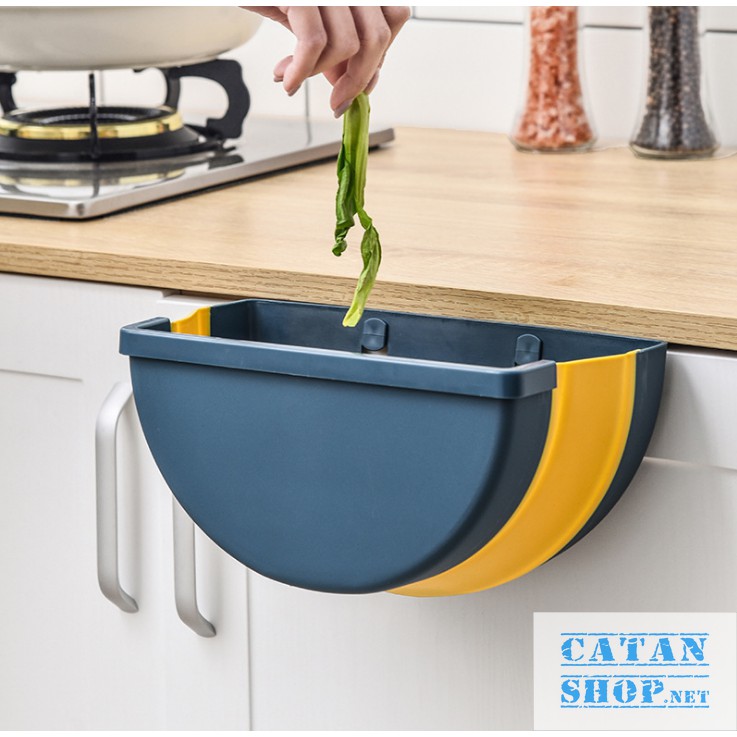 Thùng rác TRÒN đa năng gấp gọn treo kẹp tủ bếp nhựa dẻo chắc chắn cho căn bếp nhà bạn (màu ngẫu nhiên)