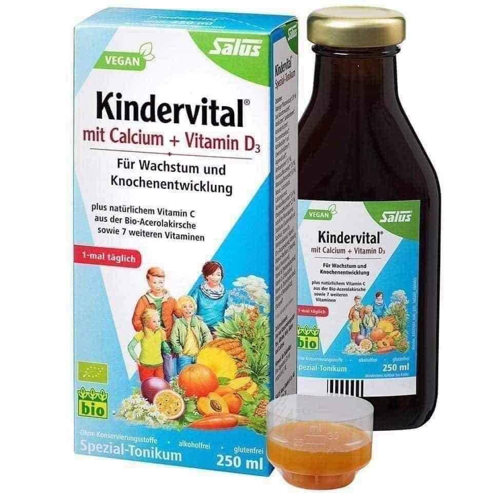 Siro bổ sung canxi - vitamin tăng chiều cao cho bé KINDERVITAL chai 250ml