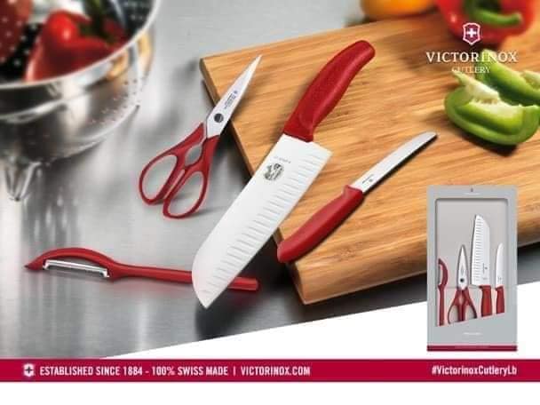 Bộ dụng cụ nhà bếp Victorinox Classic 4 món màu đỏ - Thụy Sỹ (Xách tay Đức giá gốc)