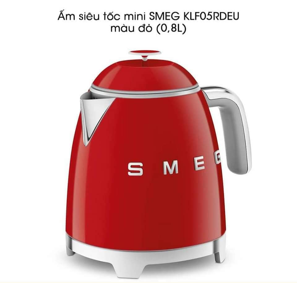 Ấm siêu tốc SMEG KLF05RDEU mini 0,8 lit màu đỏ (Xách tay Đức giá gốc)
