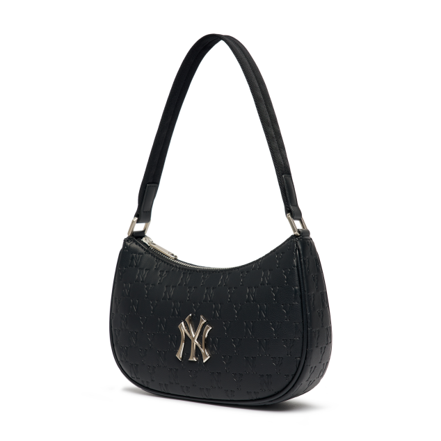 Túi MLB Classic Monogram Embossed Hobo Bag New York Yankees Black