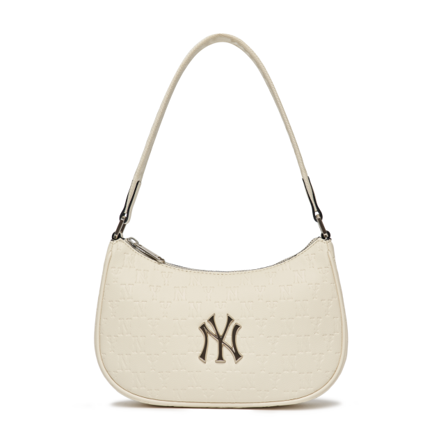 Túi MLB Classic Monogram Embossed Hobo Bag New York Yankees White