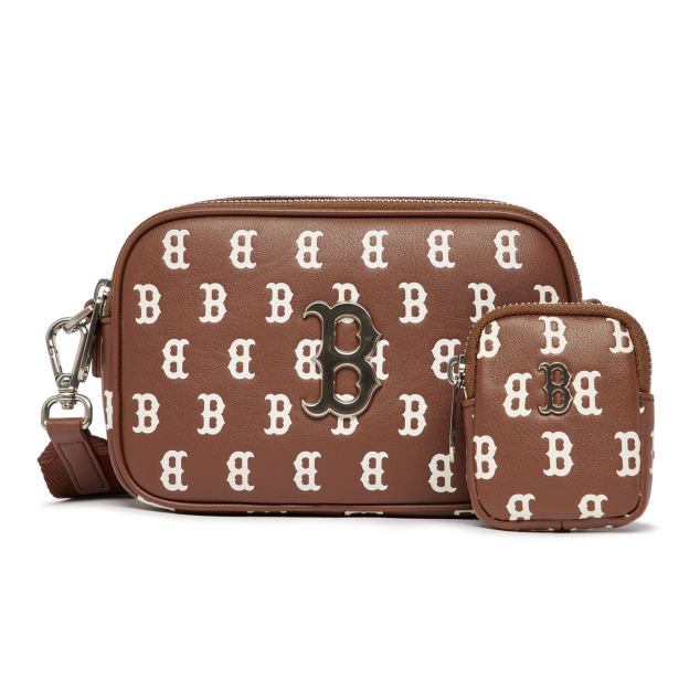 Túi MLB Classic Monogram PU Emboss Mini Cross Bag Boston Red Sox Brown
