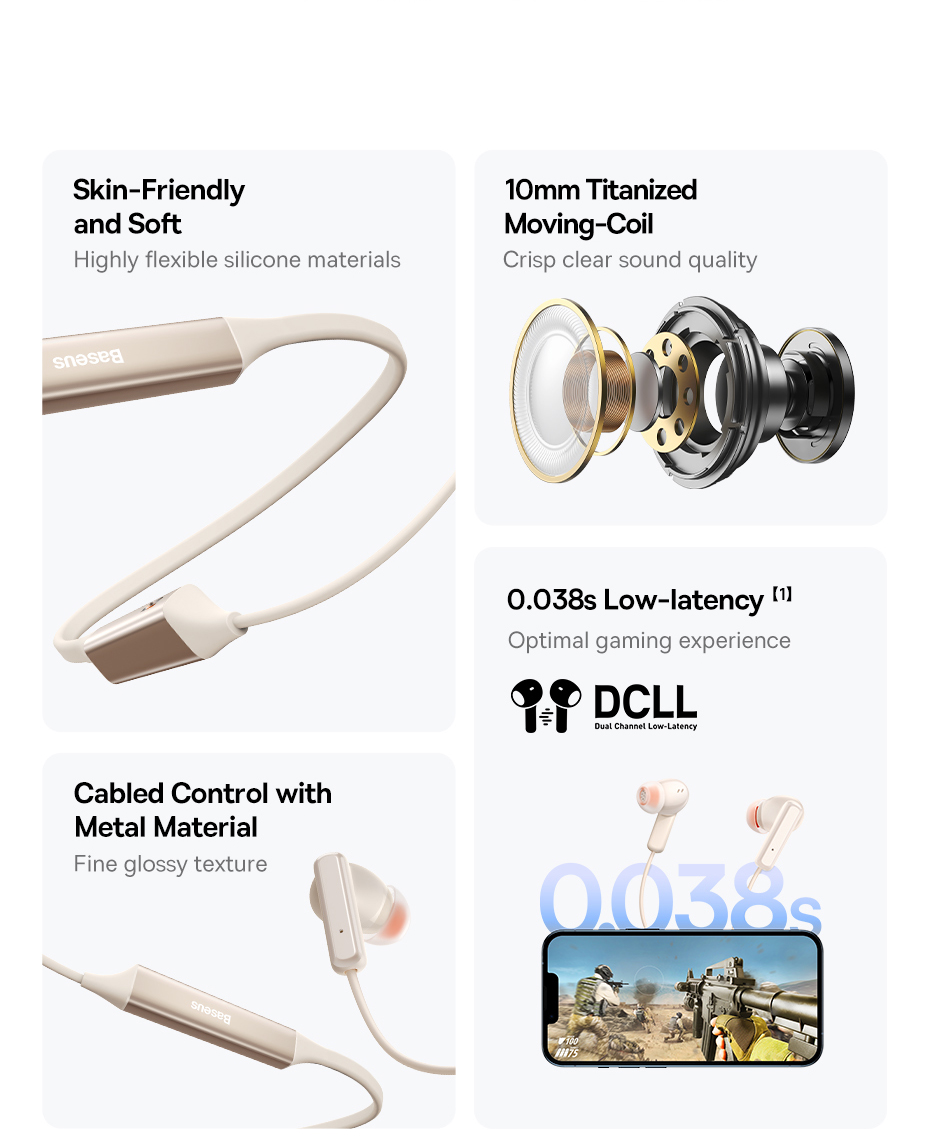 chube Tai Nghe Bluetooth Baseus Bowie U2 Neckband Wireless Earphones Black