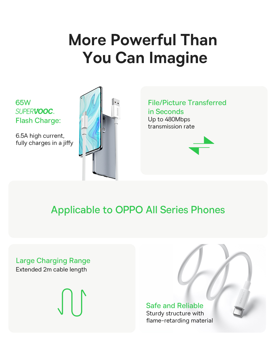 chube Cáp sạc nhanh 65W SUPERVOOC Baseus Superior Series Fast Charging Data Cable USB to Type-C