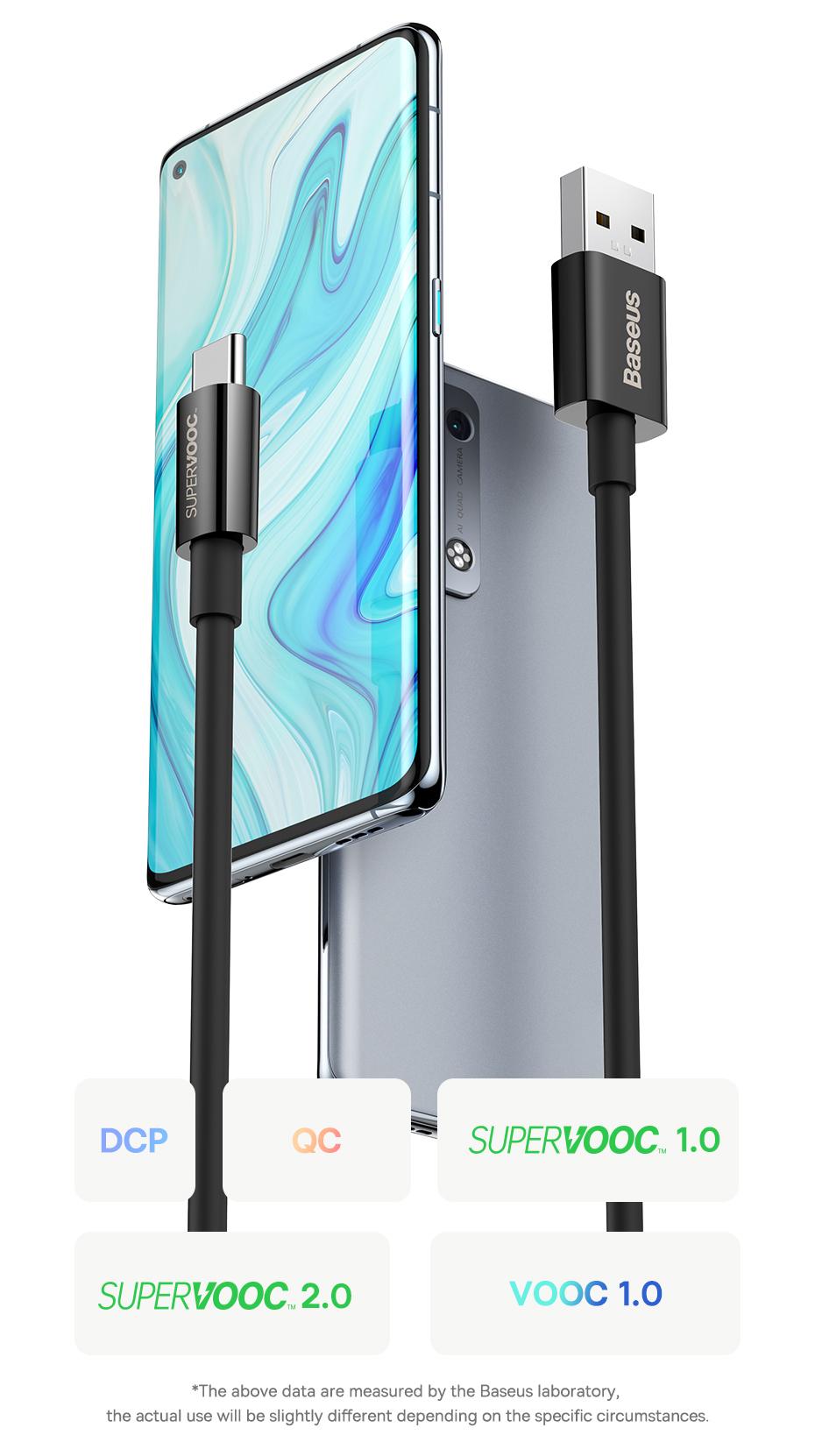 chube Cáp sạc nhanh 65W SUPERVOOC Baseus Superior Series Fast Charging Data Cable USB to Type-C