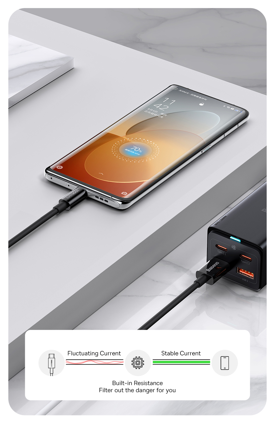 chube Cáp sạc nhanh 65W SUPERVOOC Baseus Superior Series Fast Charging Data Cable USB to Type-C