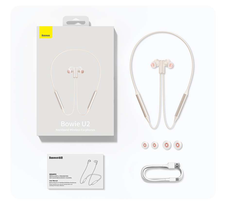chube Tai Nghe Bluetooth Baseus Bowie U2 Neckband Wireless Earphones Black