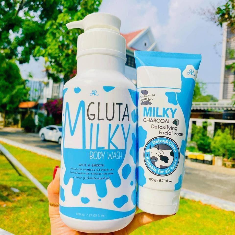 Bộ Sữa Tắm + Sữa Rửa Mặt Gluta Milky