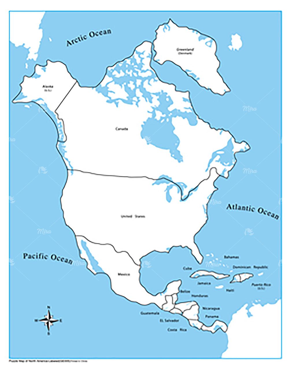 Bảng kiểm soát Bản đồ Bắc mỹ có chữ (Plastic) - Tiếng Anh