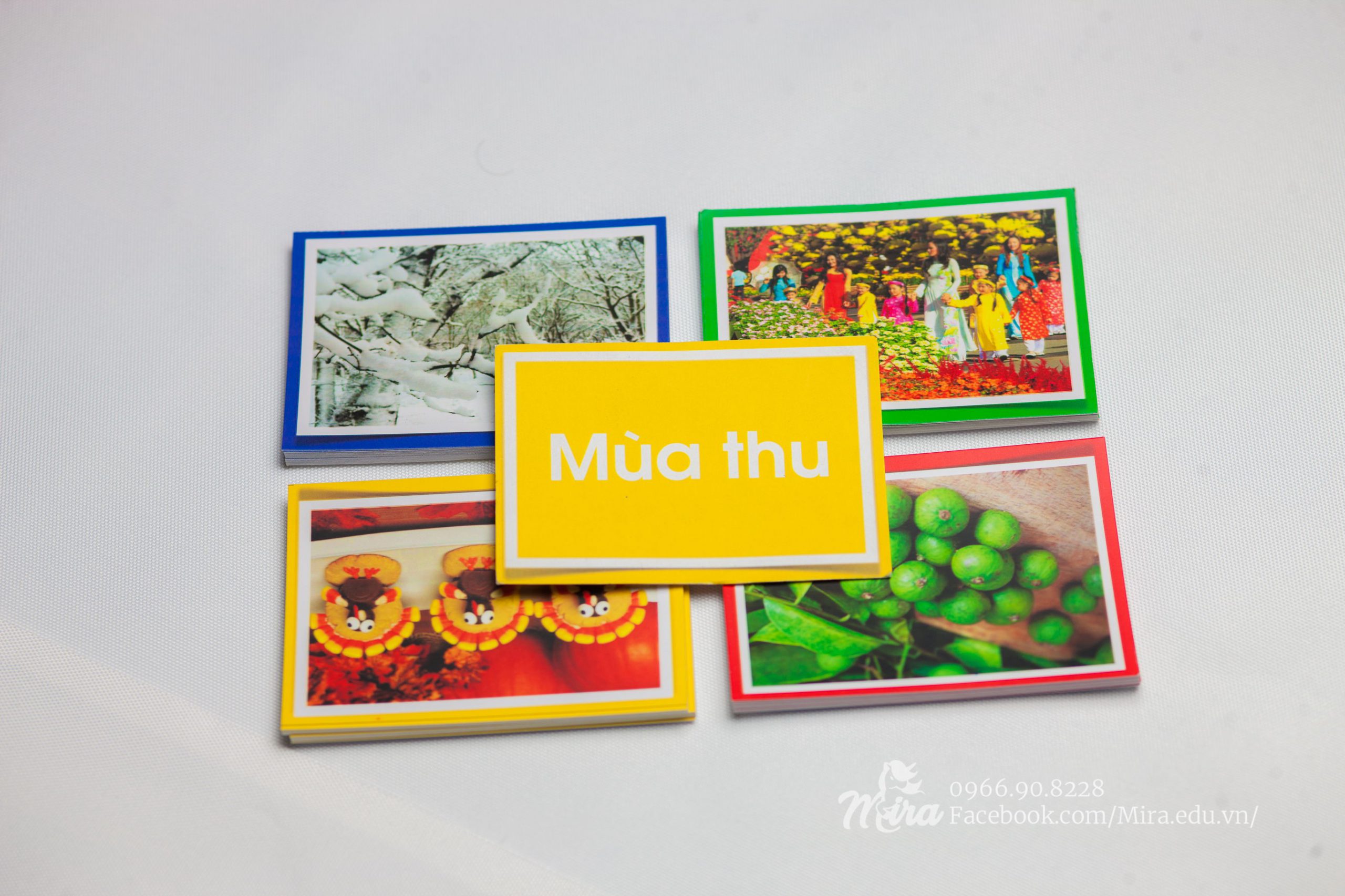 File thiết kế thẻ ảnh 4 mùa - Tiếng Việt