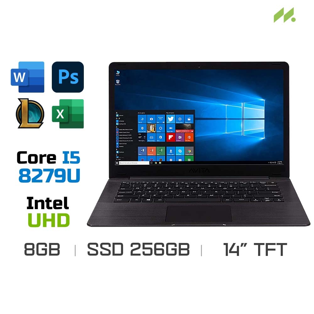 Laptop AVITA PURA 14 NS14A6VNF541-IBB (i5-8279U, UHD Graphics, Ram 8GB DDR4, SSD 256GB, 14 Inch TFT HD, Đen)