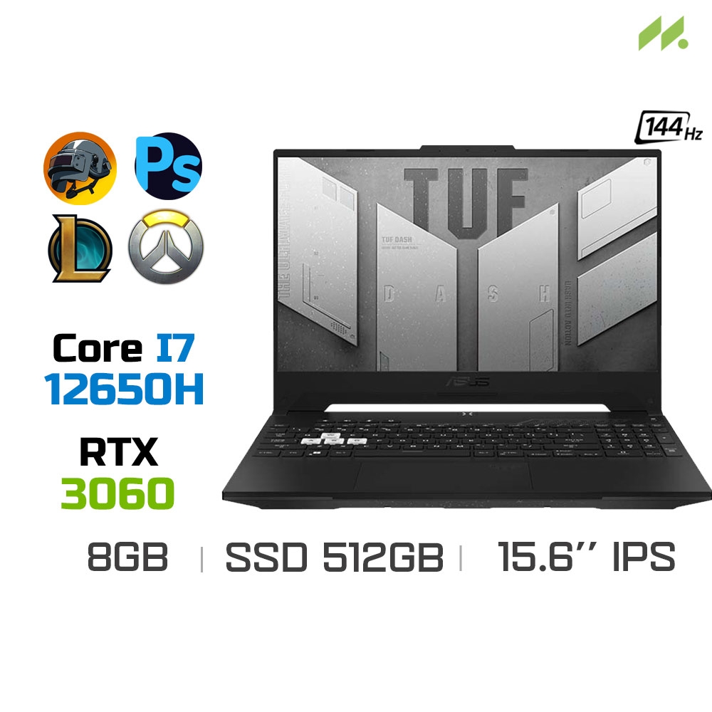 Laptop Gaming Asus TUF Dash F15 FX517ZM-HN480W (i7-12650H, RTX 3060 6GB, Ram 8GB DDR5, SSD 512GB, 15.6 Inch IPS 144Hz FHD)