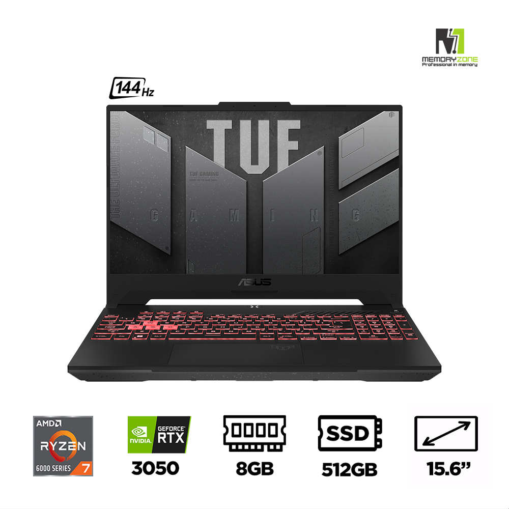 Laptop Gaming Asus TUF Gaming A15 FA507RC-HN051W (Ryzen 7 6800H, RTX 3050 4GB, Ram 8GB DDR5, SSD 512GB, 15.6 Inch IPS 144Hz FHD) | Memoryzone - Professional in memory