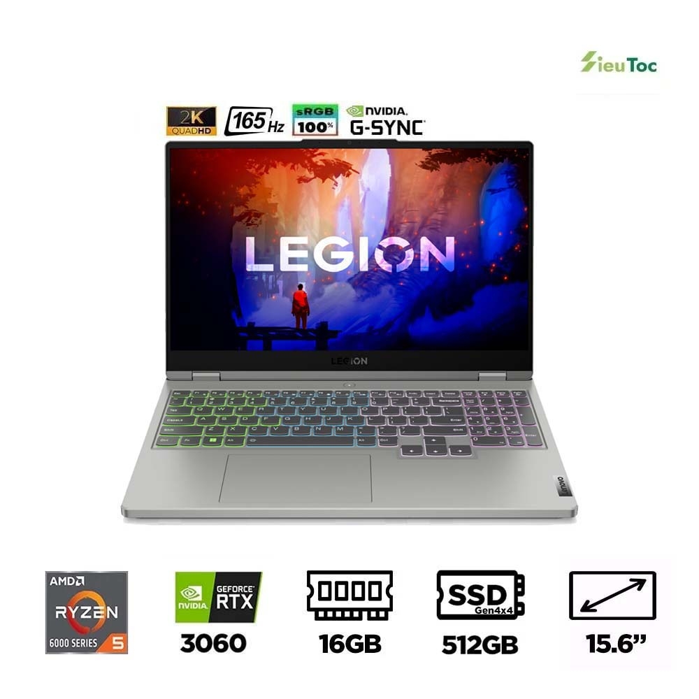 Laptop Gaming Lenovo Legion 5 15ARH7H 82RD003TVN (Ryzen 5 6600H, RTX 3060 6GB, Ram 16GB DDR5, SSD 512GB, 15.6 Inch IPS 165Hz WQHD)