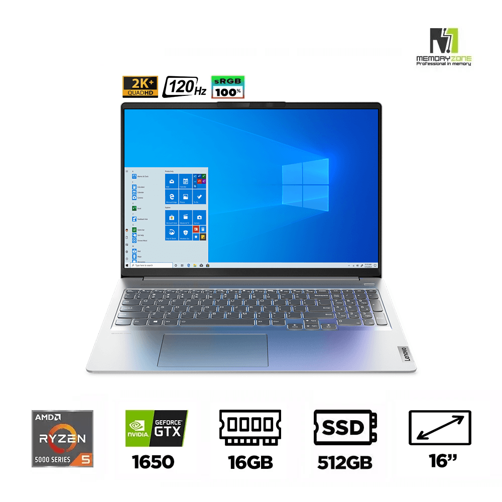 Laptop Lenovo IdeaPad 5 Pro 16ACH6 82L500WMVN (Ryzen 5 5600H, GTX 1650 4GB, Ram 16GB DDR4, SSD 512GB, 16 Inch IPS 120Hz WQXGA)