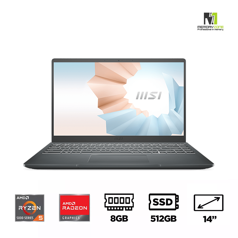 [Nhập mã MSIWEEK500 giảm 500K] Laptop MSI Modern 14 B5M-203VN (Ryzen 5 5500U, Radeon Graphics, Ram 8GB DDR4, SSD 512GB, 14 Inch IPS FHD)