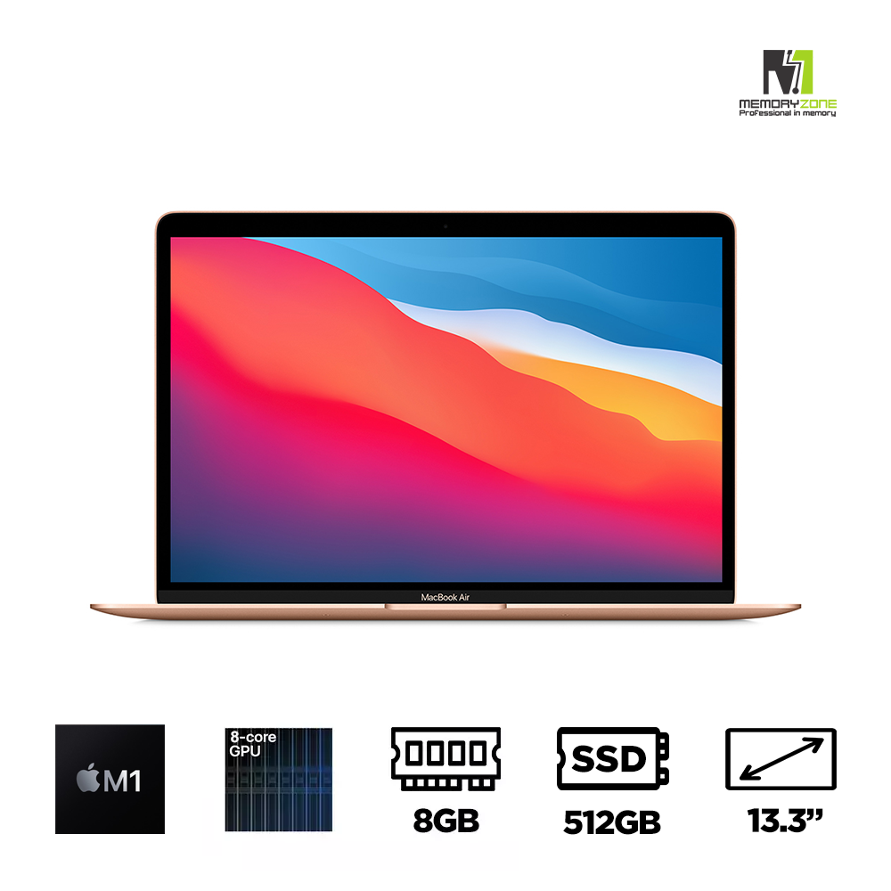 Macbook Air M1 2020 Gold MGNE3SA/A (Apple M1, 8-Cores GPU, Ram 8GB, SSD 512GB, 13.3 Inch IPS Retina)