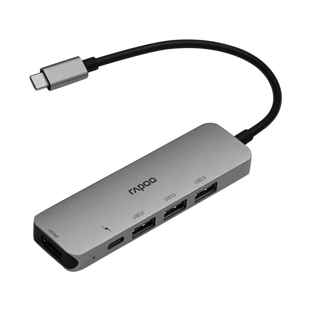 Bộ chia USB Type-C Rapoo 5-in-1 ra HDMI - USB 3.0 - USB Type-C XD100
