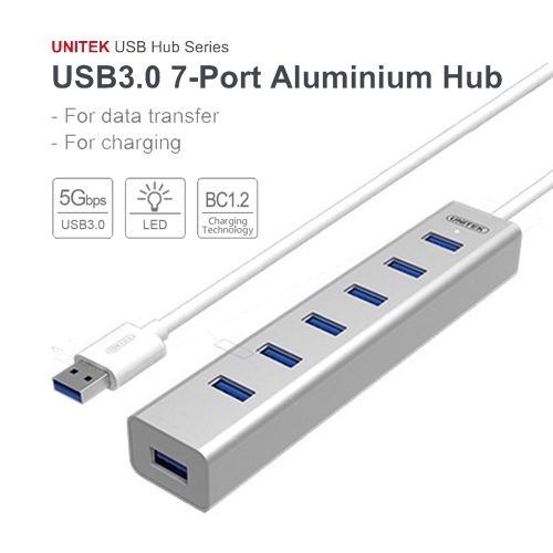 Bộ chia USB 7 cổng USB 3.0 Aluminium Unitek Y-3090