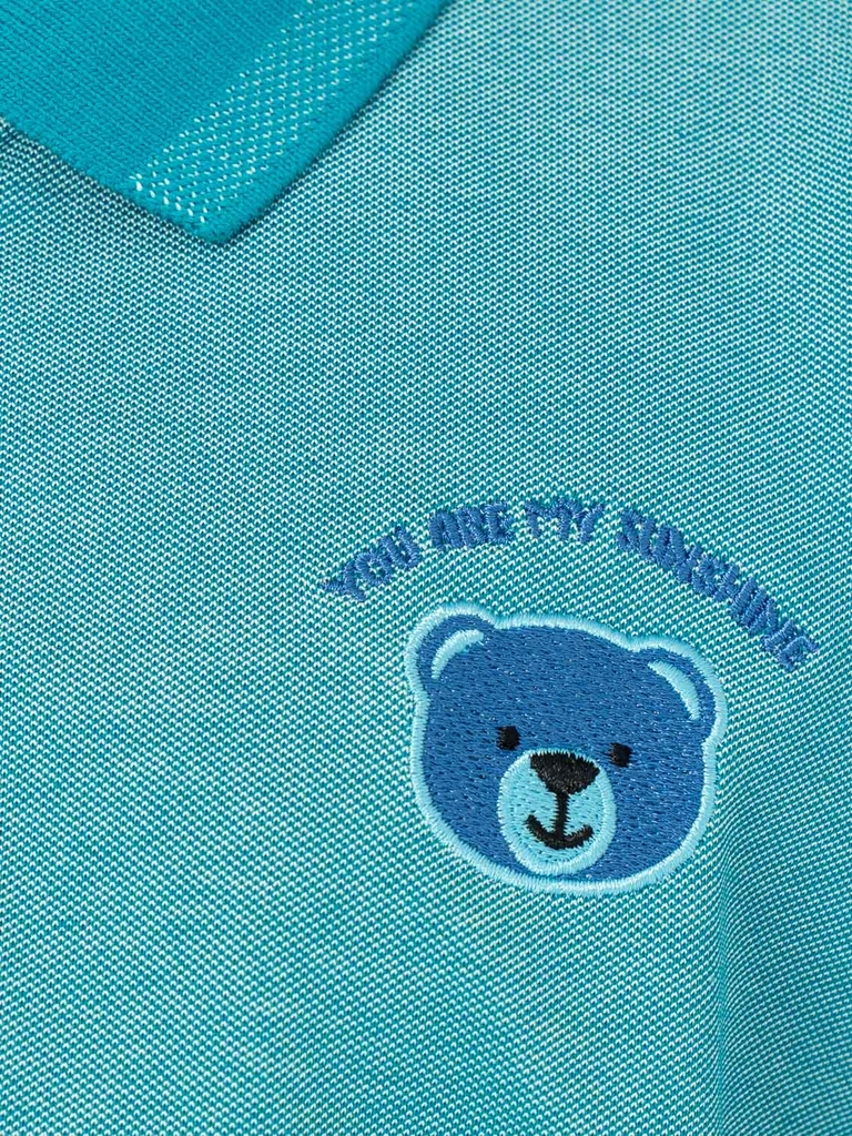 Áo Polo Trẻ Em Mắt Chim Thêu Gấu Đáng Yêu