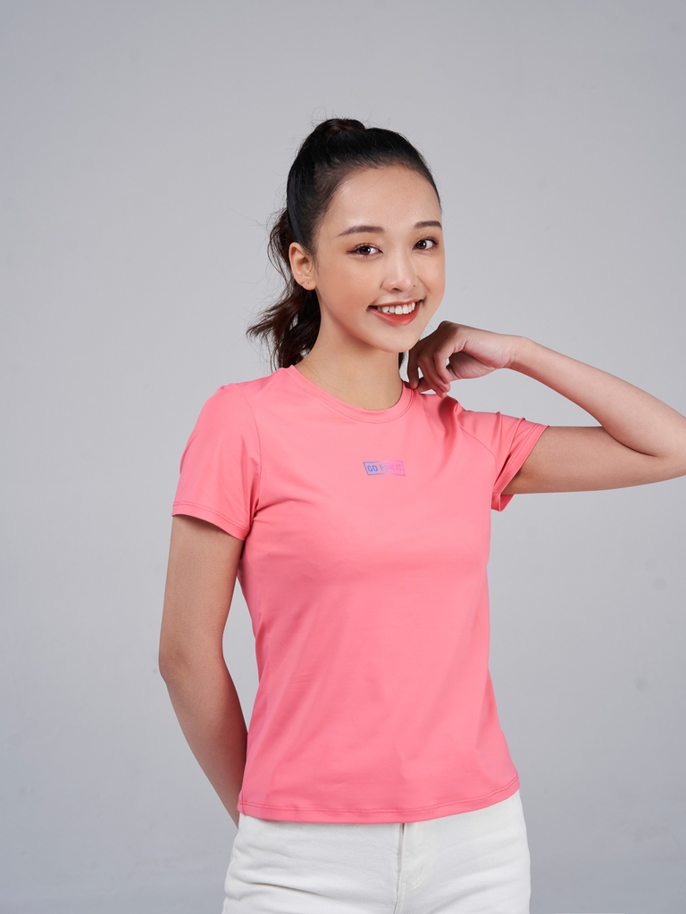 Áo T-Shirt Nữ In Ngực Thể Thao Mềm Mịn Thông Thoáng - Hồng