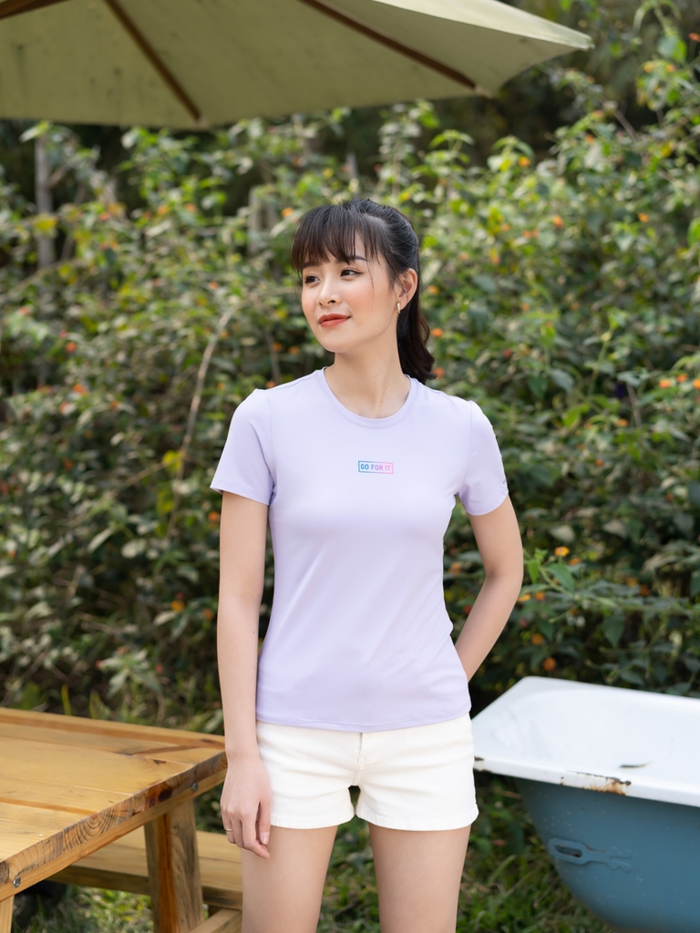 Áo T-Shirt Nữ In Ngực Thể Thao Mềm Mịn Thông Thoáng - Tím