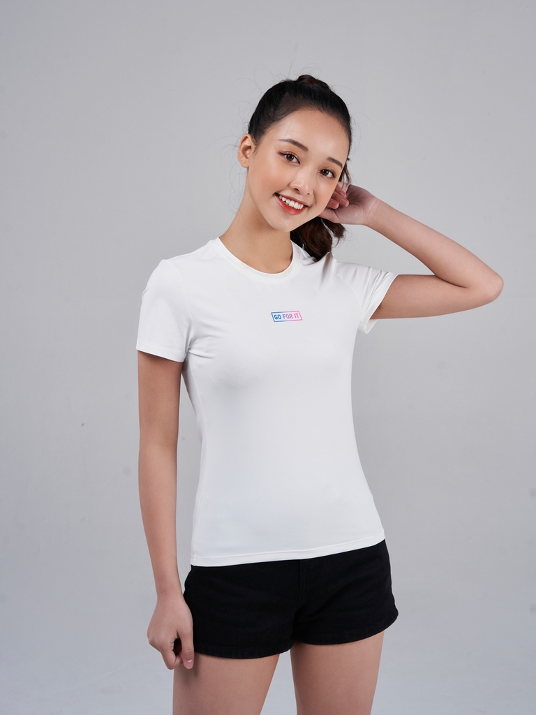 Áo T-Shirt Nữ In Ngực Thể Thao Mềm Mịn Thông Thoáng - Trắng