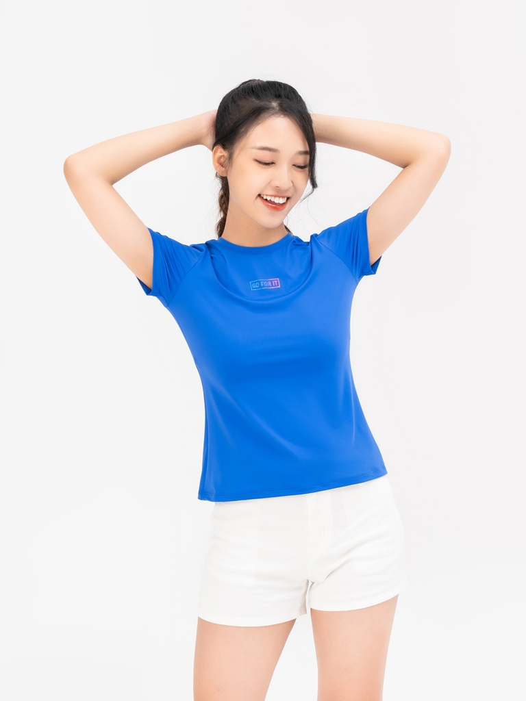 Áo T-Shirt Nữ In Ngực Thể Thao Mềm Mịn Thông Thoáng - Xanh Biển