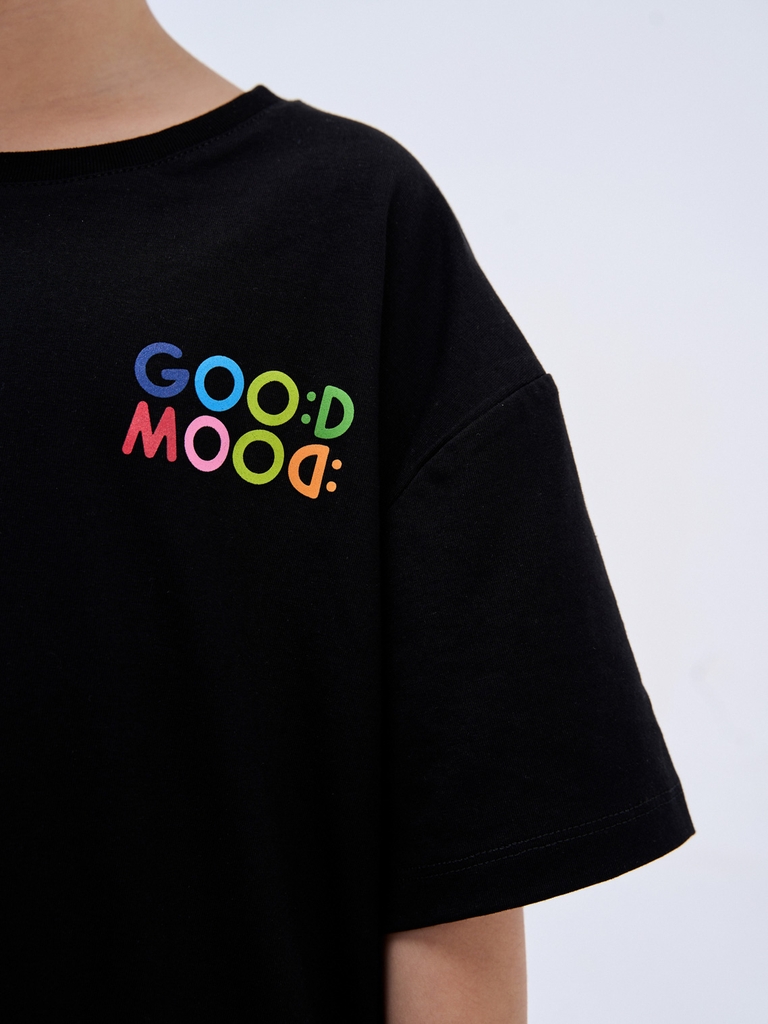 Áo T-Shirt Trẻ Em Cotton In Chữ Good Mood